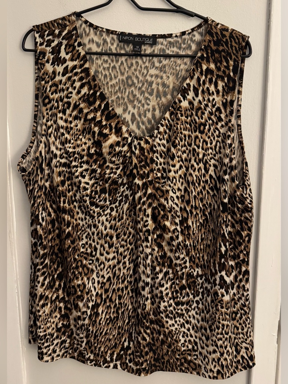 Nipon Boutique Leopard Print Tank Blouse 1X Women’s Plus Size